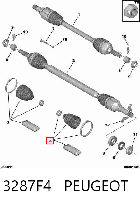  Bota de proteção interna de junta homocinética do semieixo dianteiro Dacia Logan I sedan (LS) (2004 - 2012) I