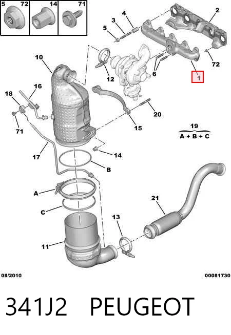 Tubo coletor de escape para Ford C-Max DM2