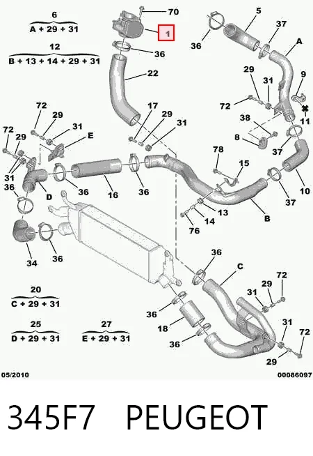 Válvula de borboleta montada para Land Rover Freelander L359