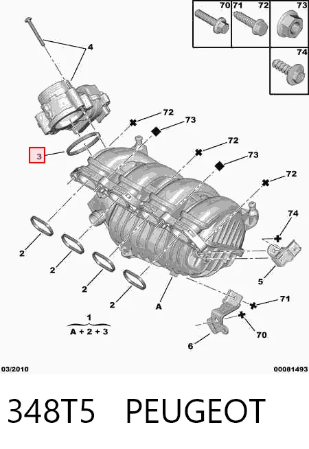  Vedante da válvula de borboleta Citroen C4 PICASSO I monovolume (UD) (2006 - 2013) PICASSO I