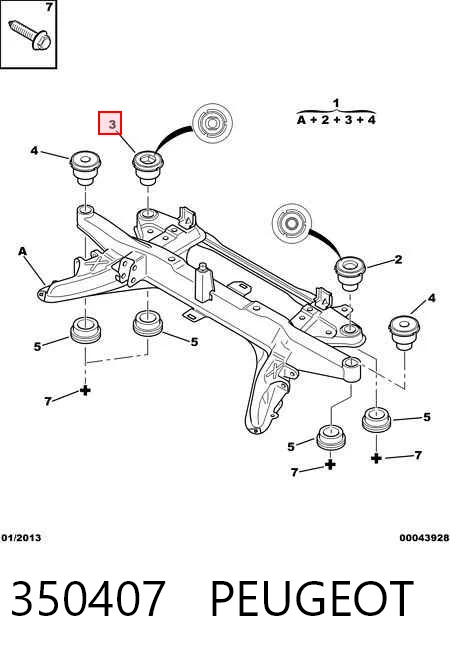 Bloco silencioso de viga traseira (de plataforma veicular) Peugeot 406  8B ao melhor preço