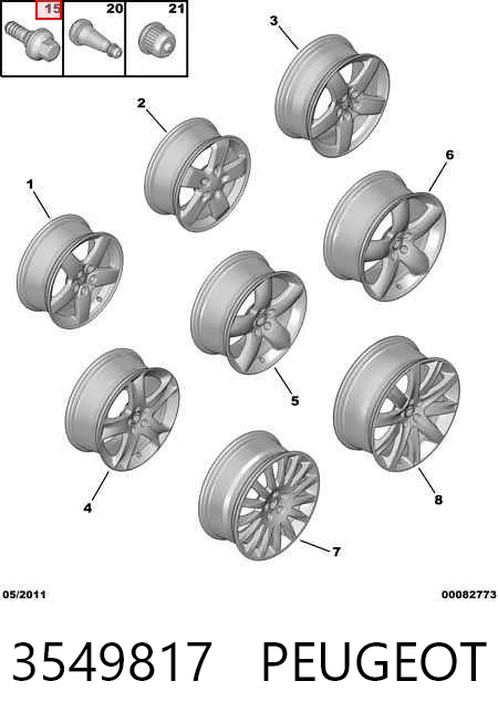 Parafuso de roda Citroen C3 Picasso SH
