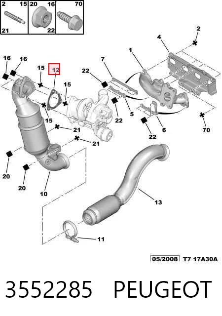 Vedante de tubo de admissão do silenciador para Peugeot 3008 I 0U