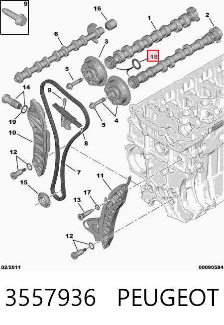Vedação dianteira da árvore distribuidora de motor para Peugeot 308 4A, 4C