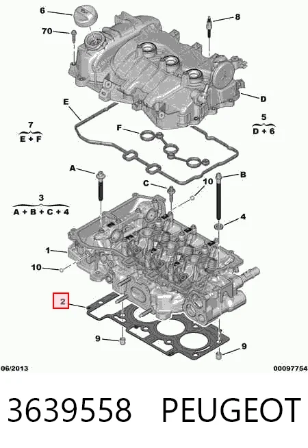  Vedante de cabeça de motor (CBC) Citroen C-Elysee sedan (2013 - 2026) 