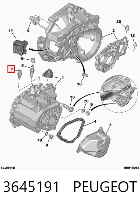 Sensor de ativação das luzes de marcha à ré para Citroen Xsara N68