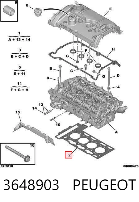 Vedante de cabeça de motor (CBC) Peugeot 5008 preço, a partir de 33,73 USD