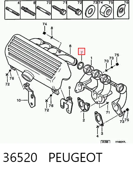 Anel de vedação de cano derivado do radiador K68321481AA Fiat/Alfa/Lancia