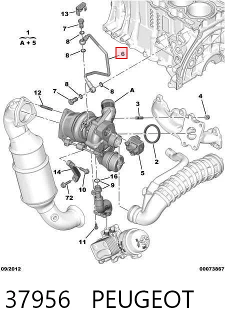 37956 Peugeot/Citroen Tubo (mangueira) de fornecimento de óleo de turbina