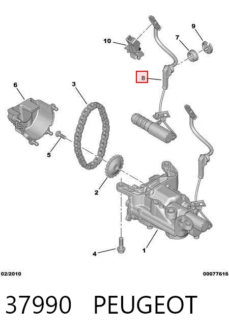 37990 Peugeot/Citroen Válvula de regulação de pressão de óleo