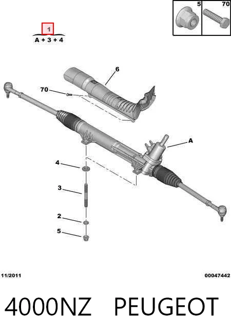  Cremalheira da direção Peugeot 607 sedan (9D, 9U) (2000 - 2010) 