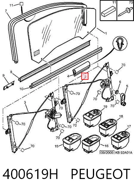 Mecanismo de acionamento de vidro da porta dianteira esquerda para Peugeot 206  2A/C