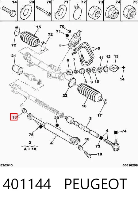 401144 Peugeot/Citroen Cilindro hidráulico do controlo de direção