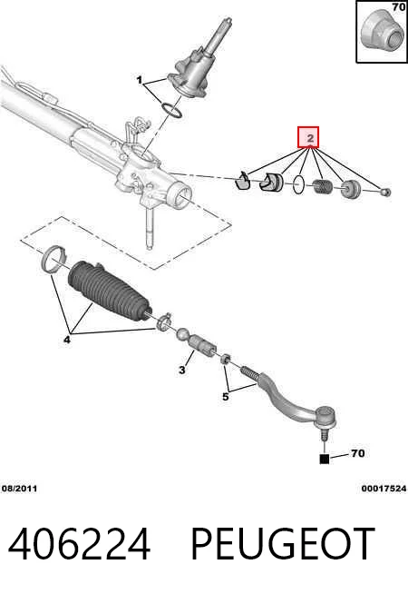 Kit de reparação da cremalheira da direção (do mecanismo), (kit de vedantes) Peugeot 407  6D ao melhor preço