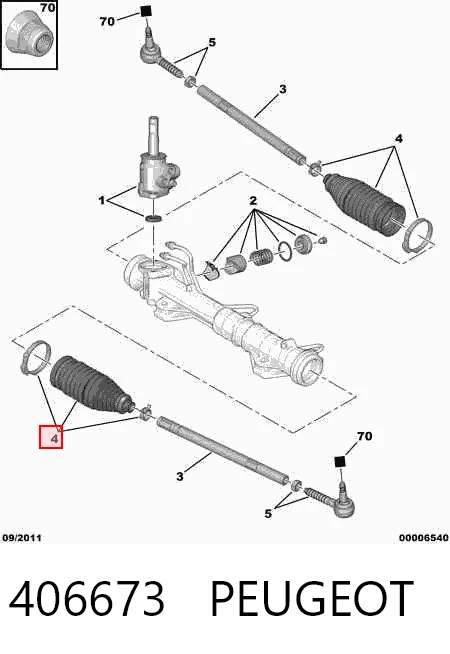 406673 Peugeot/Citroen Bota de proteção do mecanismo de direção (de cremalheira)