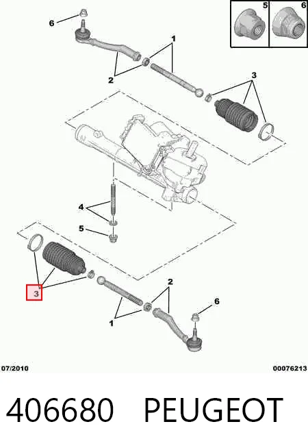 406680 Peugeot/Citroen Bota de proteção do mecanismo de direção (de cremalheira)