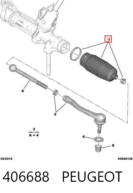  Bota de proteção do mecanismo de direção (de cremalheira) Citroen C5  III  carrinha (RW) (2008 - 2017)  III 