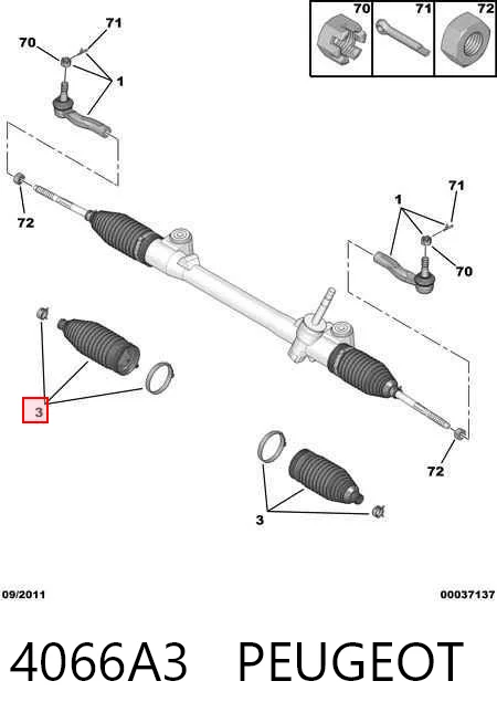 Bota de proteção do mecanismo de direção (de cremalheira) para Toyota Yaris NCP2