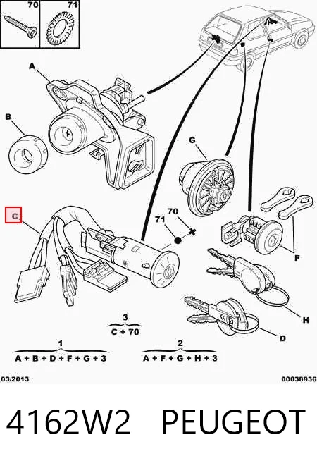 Fecho de ignição para Citroen AX  ZA