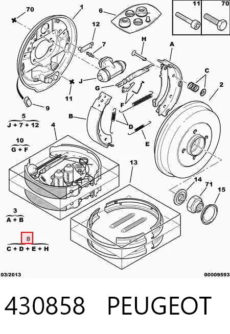 Kit de montagem das sapatas traseiras de tambor para Citroen ZX N2
