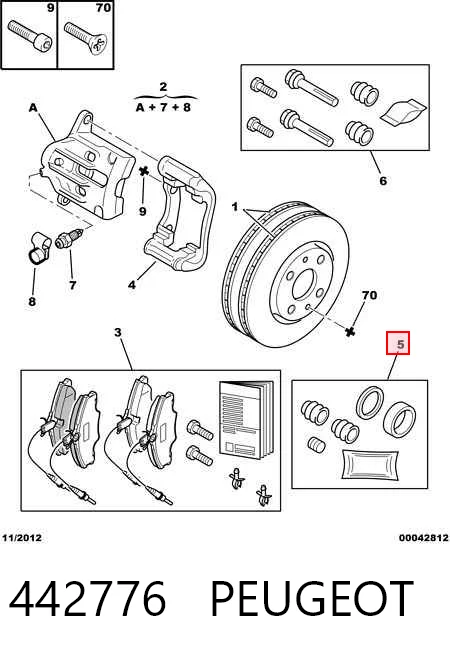 Kit de reparação de suporte do freio dianteiro Peugeot 406  8B