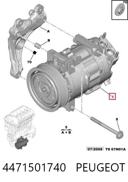 4471501740 Peugeot/Citroen Compressor de aparelho de ar condicionado