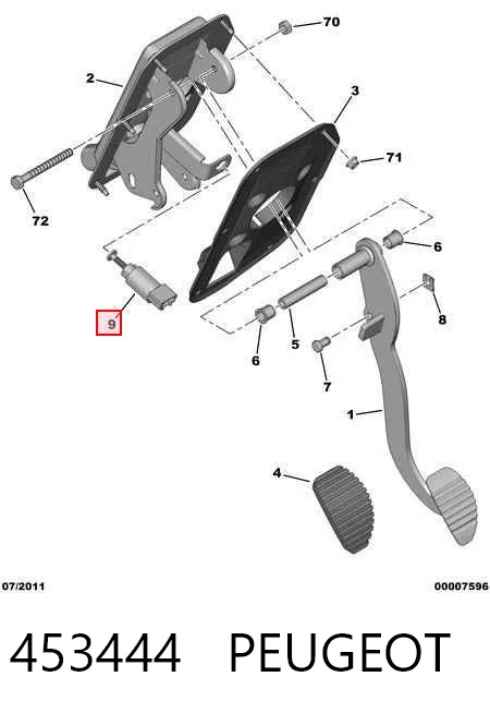 453444 Peugeot/Citroen Sensor de ativação do sinal de parada