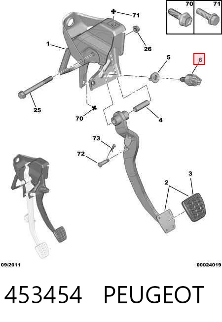453454 Peugeot/Citroen Sensor de ativação do sinal de parada