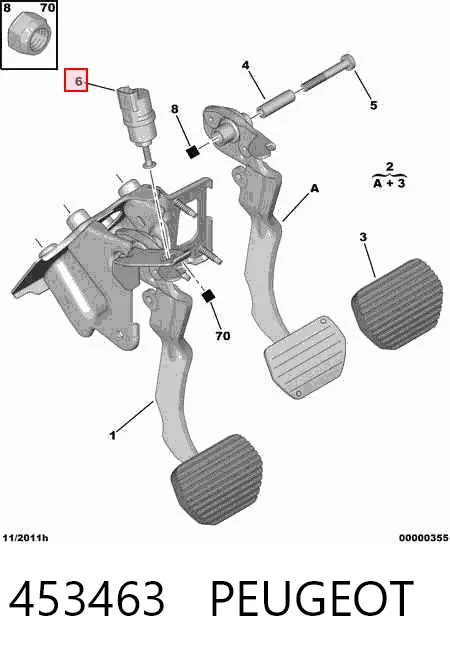 453463 Peugeot/Citroen Sensor de ativação do sinal de parada