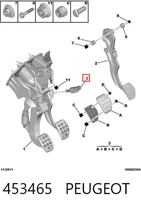453465 Peugeot/Citroen Sensor de ativação do sinal de parada