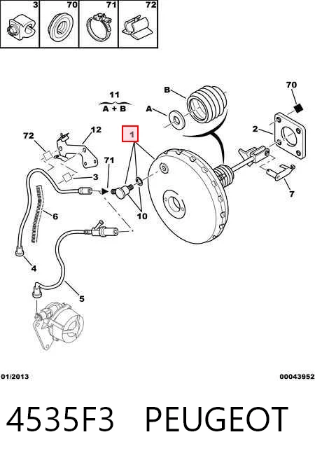 Reforçador dos freios a vácuo para Peugeot 406  8B