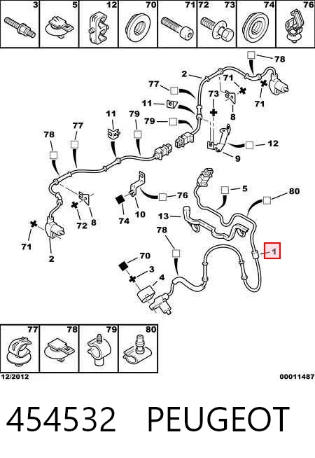 454532 Peugeot/Citroen Sensor dianteiro de ABS