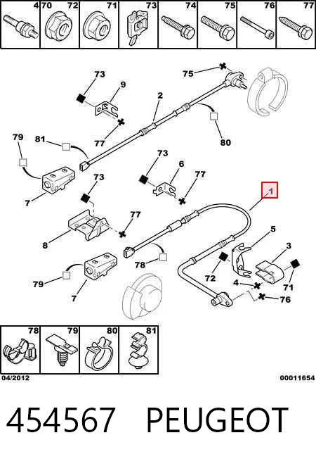 Sensor dianteiro de ABS para Peugeot Expert 224