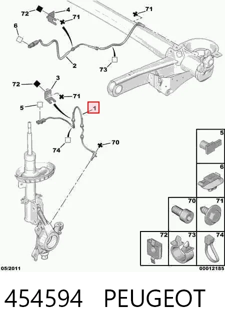 454594 Peugeot/Citroen Sensor ABS dianteiro esquerdo