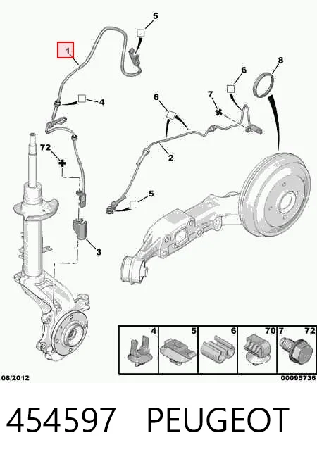454597 Peugeot/Citroen Sensor dianteiro de ABS