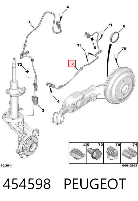 454598 Peugeot/Citroen Sensor ABS traseiro
