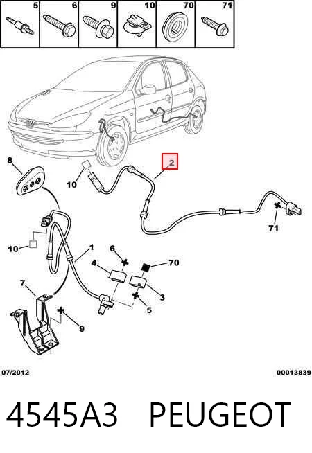 4545A3 Peugeot/Citroen Sensor ABS traseiro
