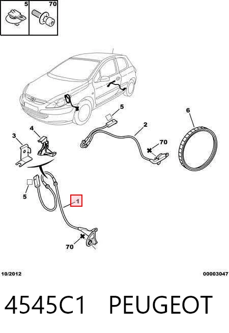 4545C1 Peugeot/Citroen Sensor dianteiro de ABS