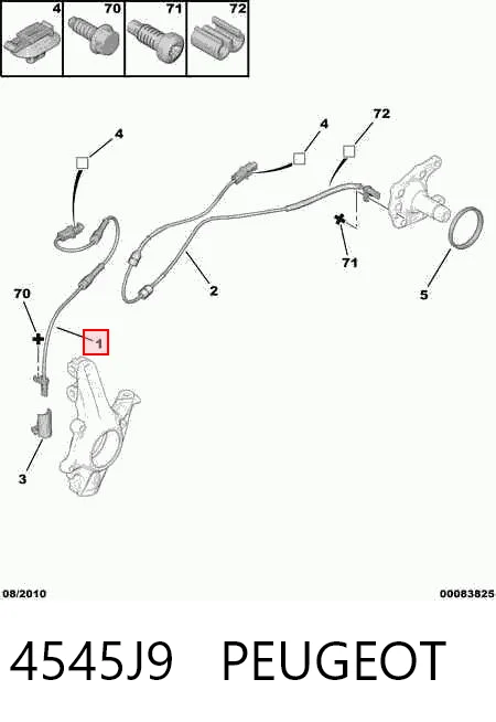 4545J9 Peugeot/Citroen Sensor dianteiro de ABS