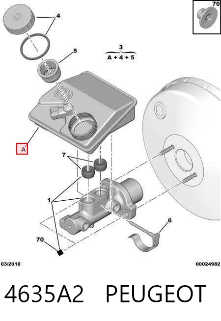 Tanque de cilindro mestre do freio (de fluido de freio) Peugeot 206  2A/C ao melhor preço