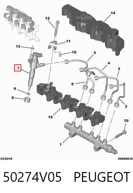 50274V05 Peugeot/Citroen Injetor de injeção de combustível