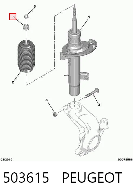 503615 Peugeot/Citroen Porca da haste de amortecedor dianteiro