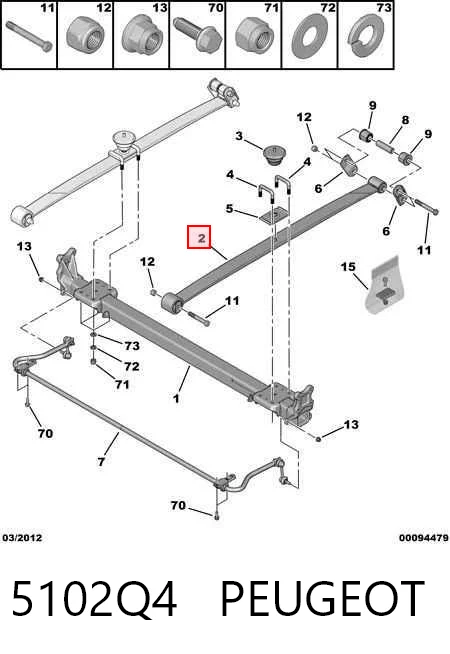 Suspensão de lâminas traseiro 1397196080 Fiat/Alfa/Lancia