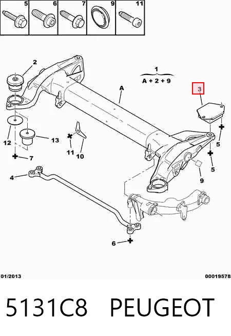 Compre Bloco silencioso de viga traseira (de plataforma veicular) Citroen C5 2