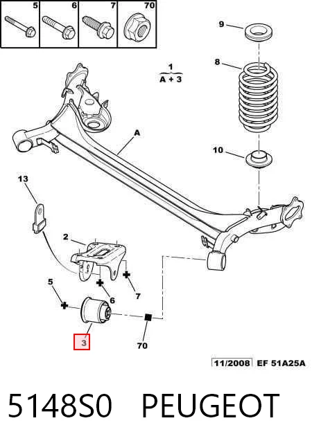  Viga de suspensão traseira (plataforma veicular) Peugeot 307 hatchback (3A, 3C) (2000 - 2012) 