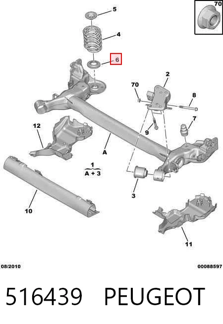 516439 Peugeot/Citroen Espaçador (anel de borracha) da mola traseira
