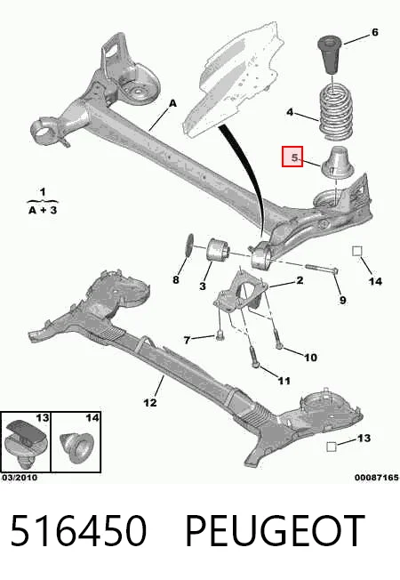516450 Peugeot/Citroen Grade de proteção da mola traseira