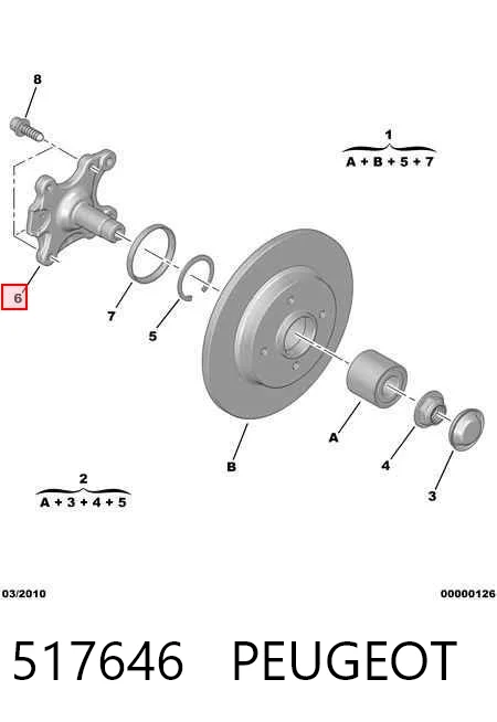517646 Peugeot/Citroen Pino moente (extremidade do eixo) traseiro direito