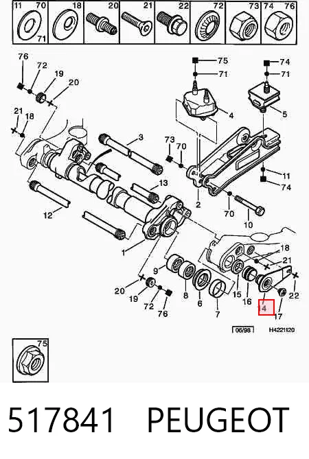 517841 Peugeot/Citroen Braço oscilante de estabilizador traseiro
