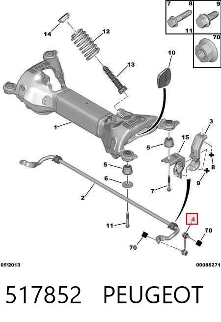 517852 Peugeot/Citroen Montante de estabilizador traseiro